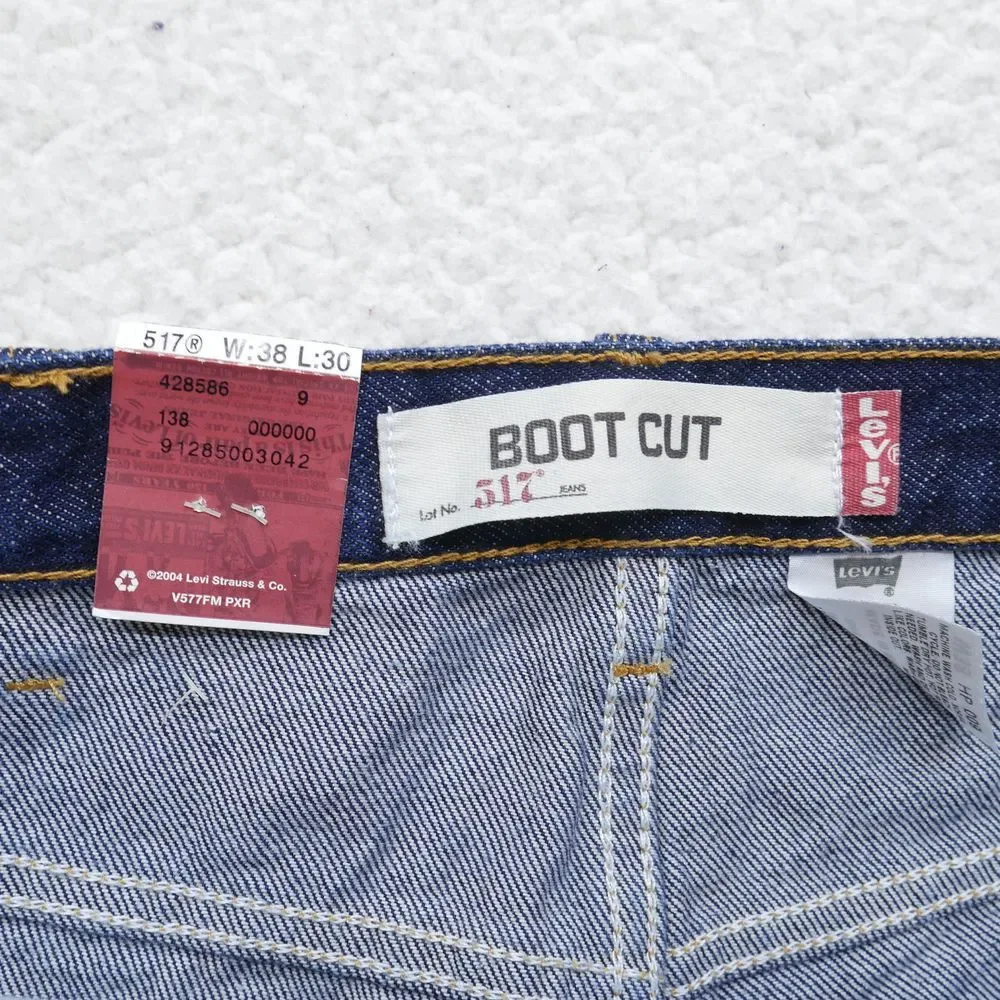 Vintage Levi's 517 Jeans Mens 38x30 Deadstock Y2K 2000s Boot Cut Dark Wash Denim